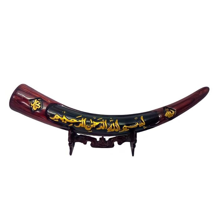 Pajangan dinding aesthetic hiasan meja lemari kaca kaligrafi replika taring gading gajah kalimat