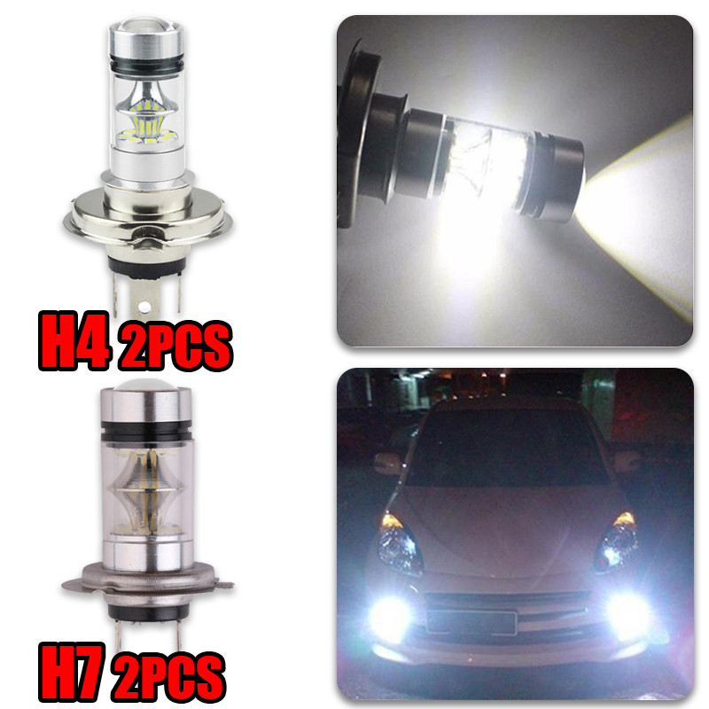 2PCs H4 H7 LED Car Fog Headlight DRL Bulbs Super Bright White Led Car Driving Fog Light Lamp Auto Fo