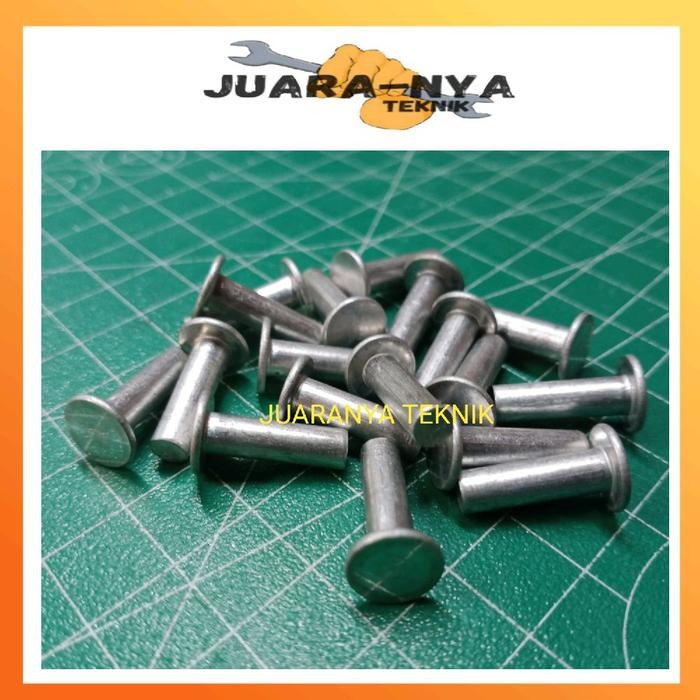 Terlaris Paku Keling Alumunium m6 x 20mm kepala Rata 100 pcs SALE