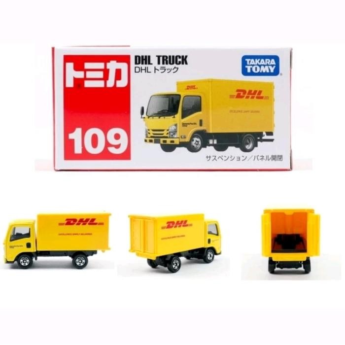 Tomica reguler 109 DHL Truck Miniatur Diecast truk DHL Toy Mainan