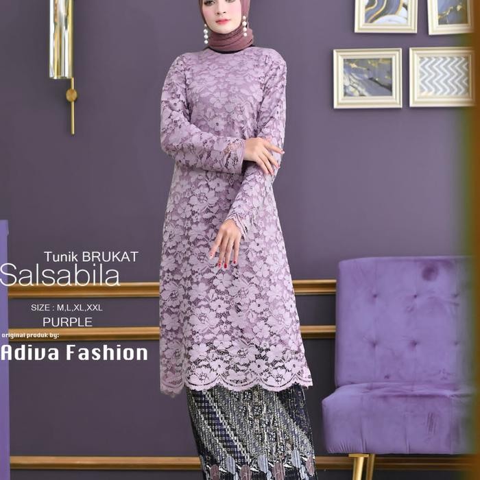 SIAPKIRIM Atasan Kebaya Longcape Brokat Modern Hijau Wardah & warna Lain READY STOCK