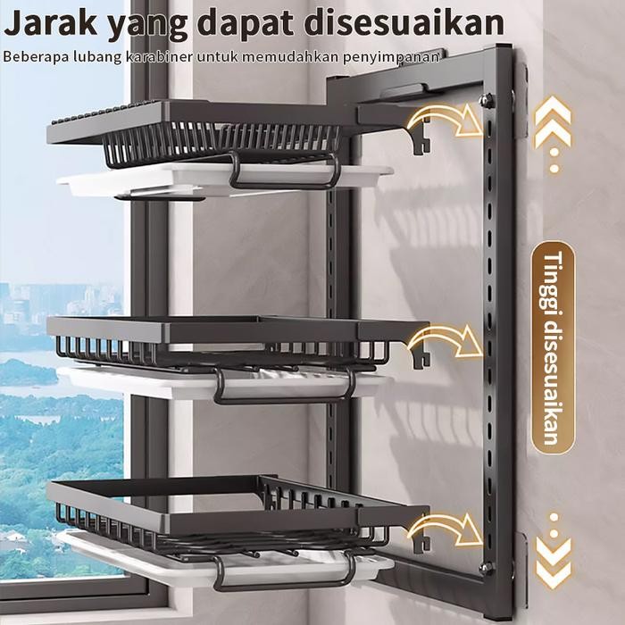 Rak Piring Gantung Rak Dapur Rak Dinding Rak Besi Anti Karat Rak Penyimpanan Mangkuk