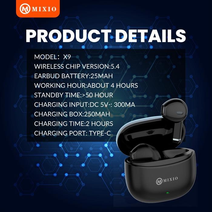 Mixio X9 True Wireless Bluetooth Earphone Tws Mini Earbuds