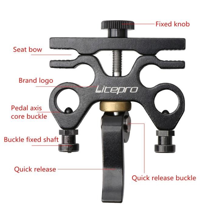 Spo- Litepro Holder Pedal Qr Buckle Bracket Tempat Pedal Seli Hitam