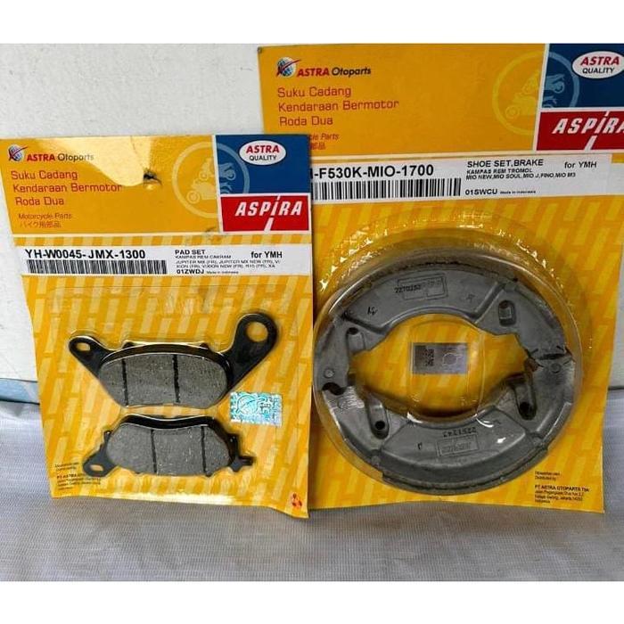 PAKET KAMPAS REM DEPAN BELAKANG ALL MATIC HONDA VARIO,BEAT & SCOOPY (ASPIRA 100% ORIGINAL PT.ASTRA