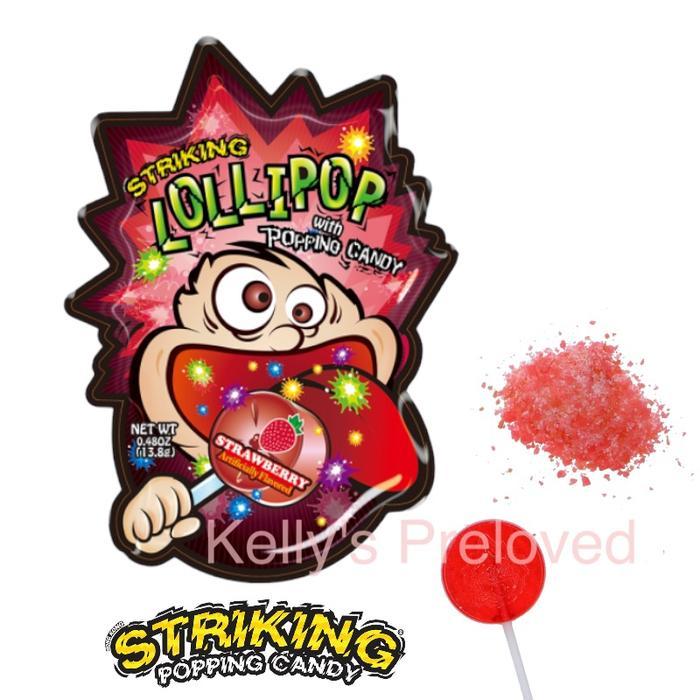 Striking Lollipop With Popping Candy Cola - Grape - Strawberry Populer