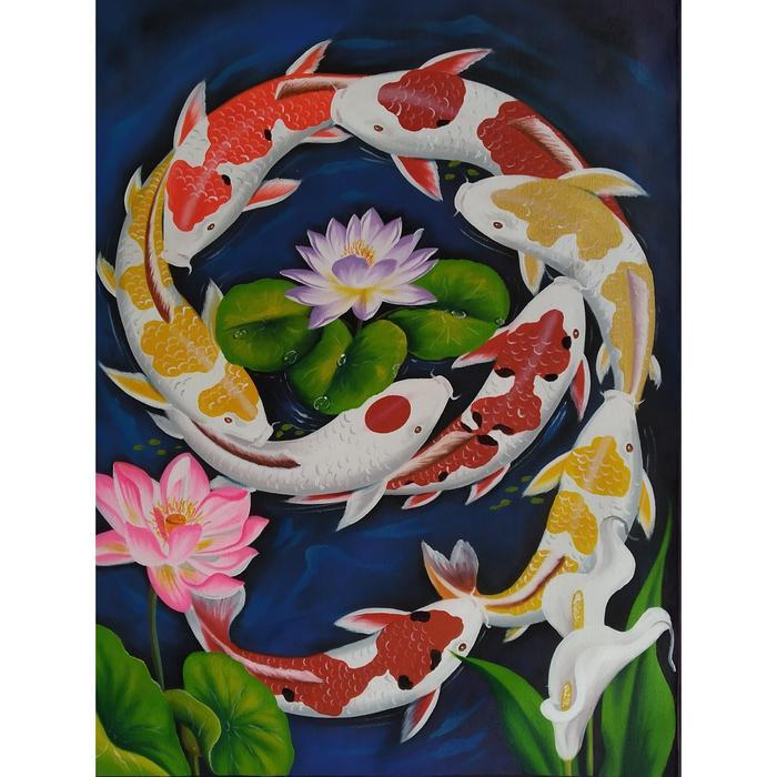 KOMPLIT Lukisan ikan koi Lukisan feng shui Lukisan cantik Lukisan bali
