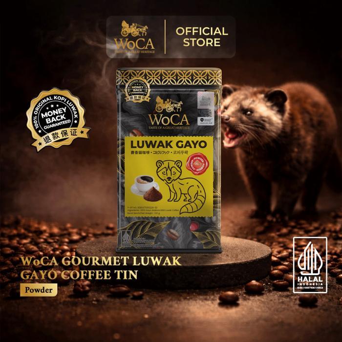 WOCA GOURMET LUWAK GAYO COFFEE TIN - POWDER 100GR