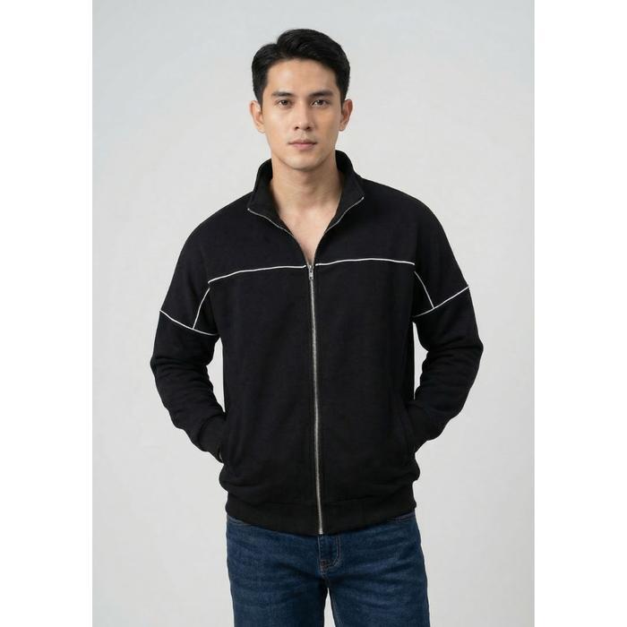 ADA - Erein Jacket Oversized Unisex #6B43/6F58 Zipper Tangan Panjang Scuba - MAN - Black, M