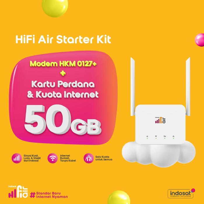 Modem Wifi Indosat Hifi Air Hkm 0127+ Wifi Modem 4G Lte 50Gb - Hkm 0127 White
