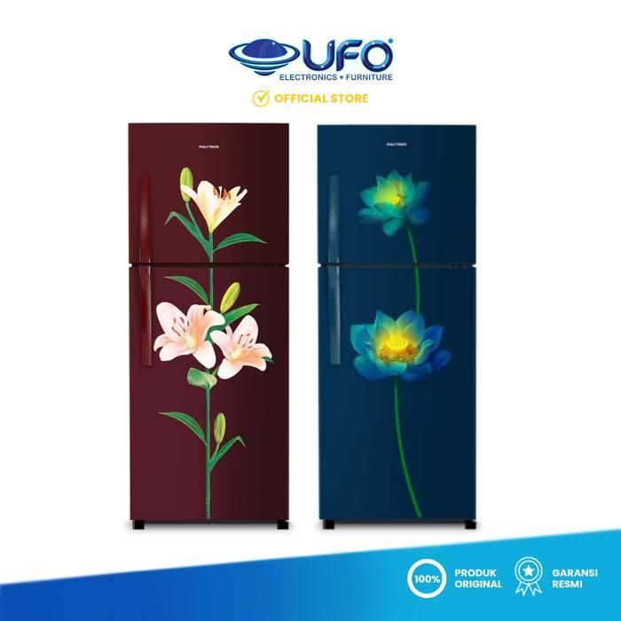 POLYTRON Kulkas 2 Pintu Metallic 210 liter PRB 217LB | PRB 217PR - Abu Abu