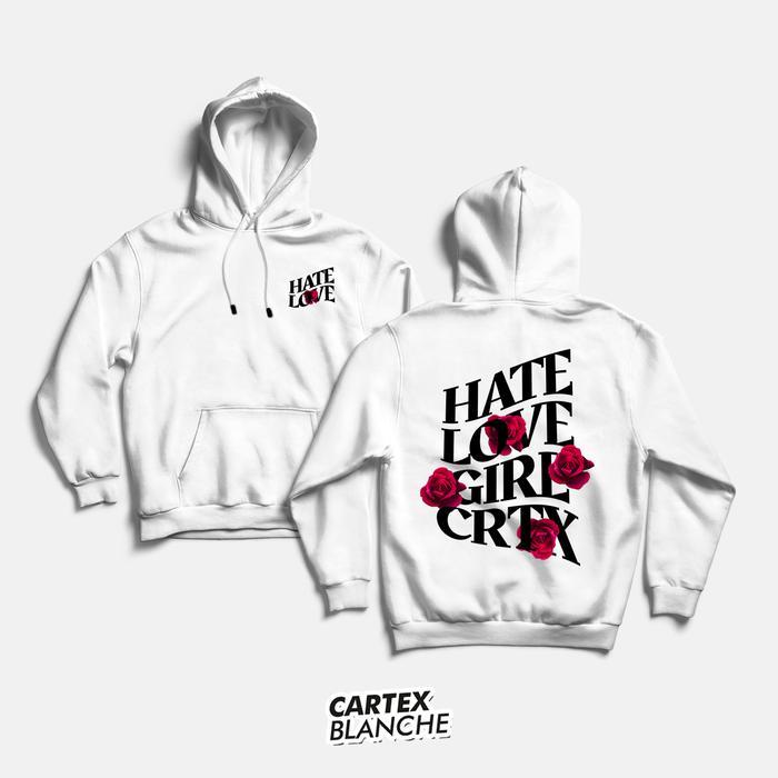 CARTEXBLANCHE Hate Love Hoodie Jumper Distro (Sablon) Unisex Pria Wanita Size M - XXL