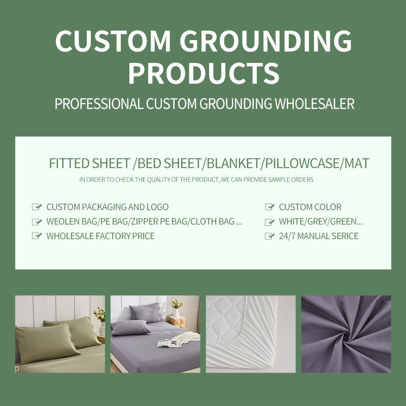 Earthing fitted sheet Organic cotton with Conductive silver fiber Grounding bed sheet Fitted sheet