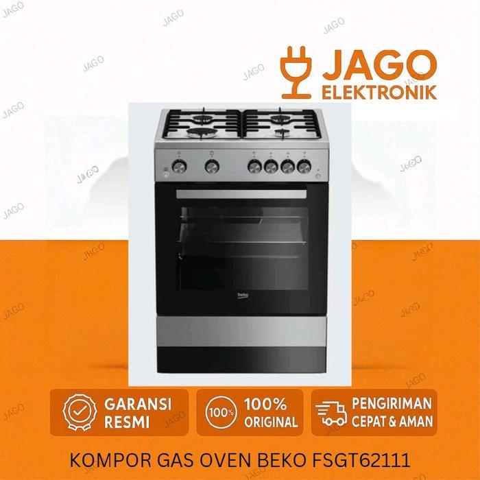 KOMPOR GAS OVEN BEKO FSGT62111GXL, STAINLESS STEEL, KOMPOR GAS OVEN 4 TUNGKU, FREE STANDING KOMPOR