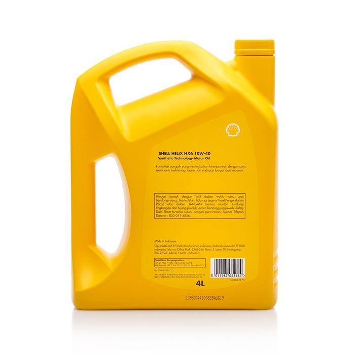 Diskon Oli Mobil Shell Helix Hx6 10W-40 (4L) Semi Synthetic Pelumas Mesin Mobil Harian Matic &