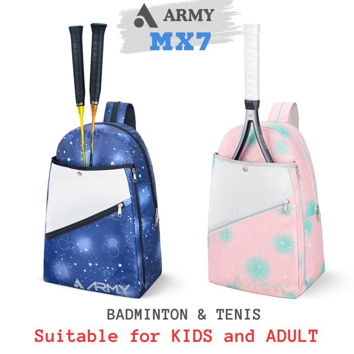ARMY MX7 tas badminton tenis anak remaja pria wanita multifungsi ransel selempang backpack