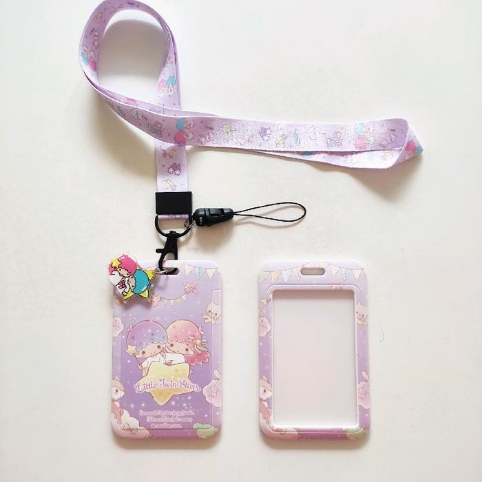 

Id Card Holder Name Tag Lanyard Kalung Kartu Lucu Cute Pastel Little Twin Stars Sanrio Tali