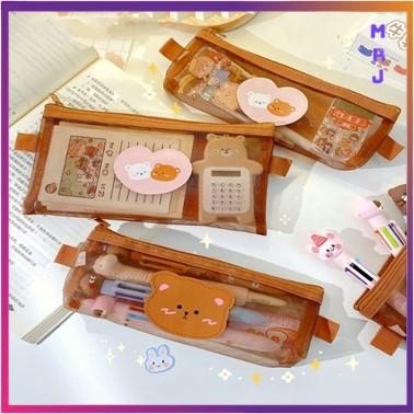 

ESTENIK` (COD) Tempat Pensil Zipper Coklat Motif Beruang Dompet Pensil Bear Murah