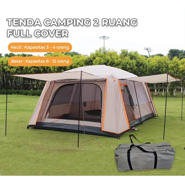 Tenda Camping Full Cover Besar 8-12 Orang Double Layer Tenda Camping 8 Orang Waterproof Tenda