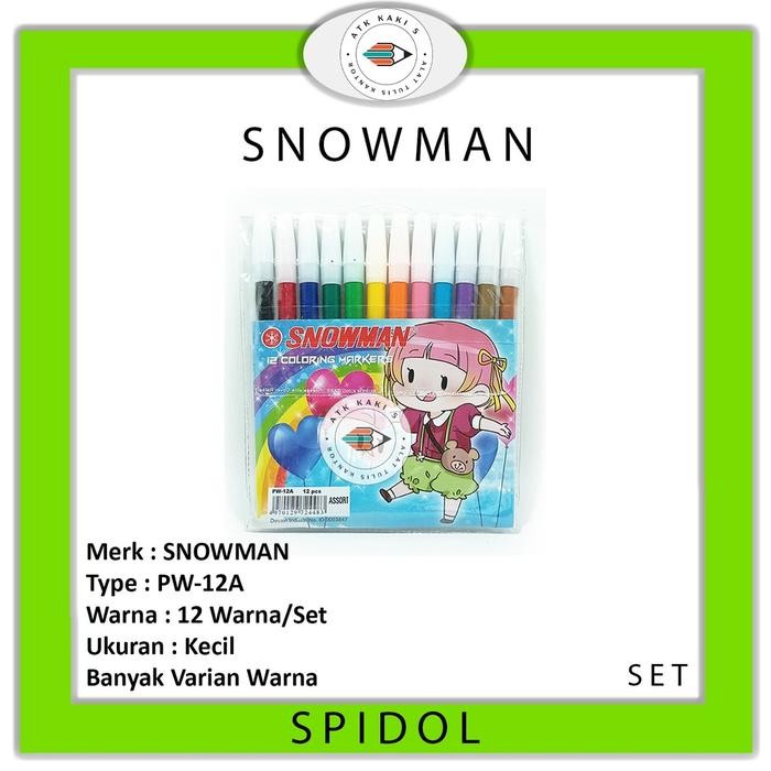 SNOWMAN - Spidol kecil marker 12 warna - sign pen - Set