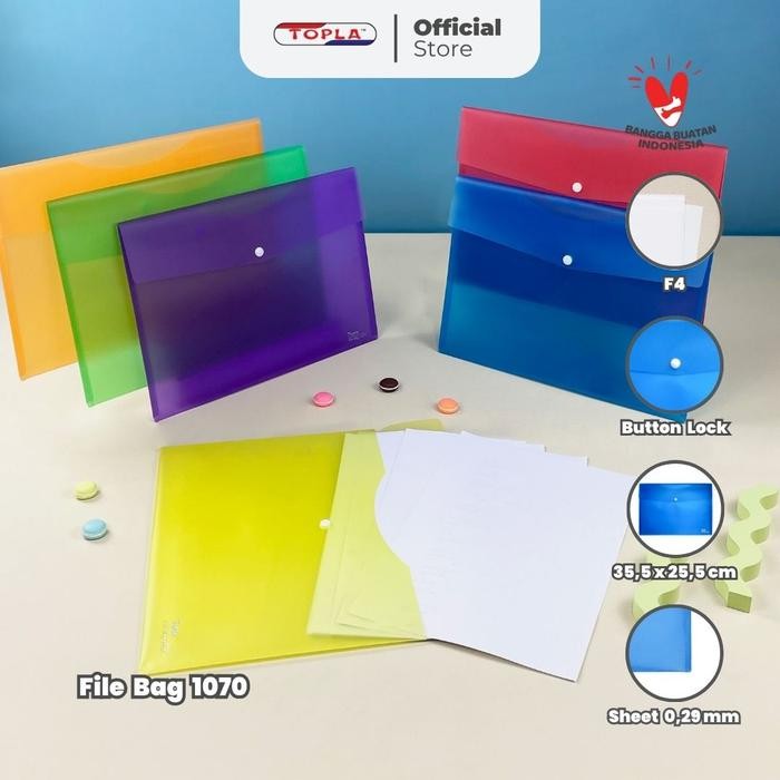 

[ DAPAT 3 PCS ] Topla Map Dokumen Kancing File Bag 1070 Map Dokumen Ukurn Folio F4 Warna Biru Hijau