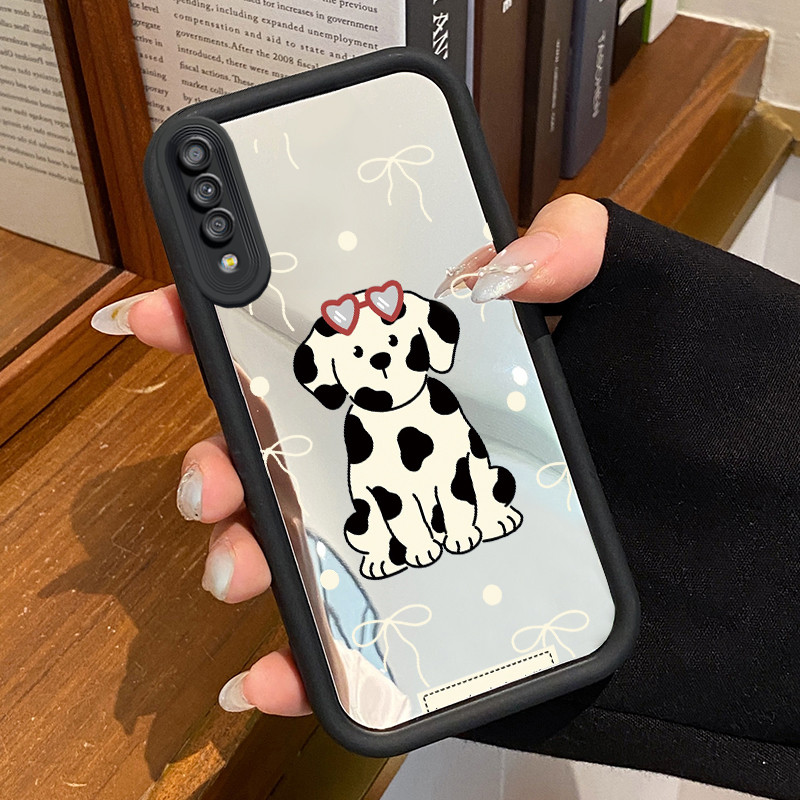 Casing Hp Samsung Galaxy A7 2018 Case Casing Anjing Hitam pola Kesing HP Cesing cermin Kasing Siliko