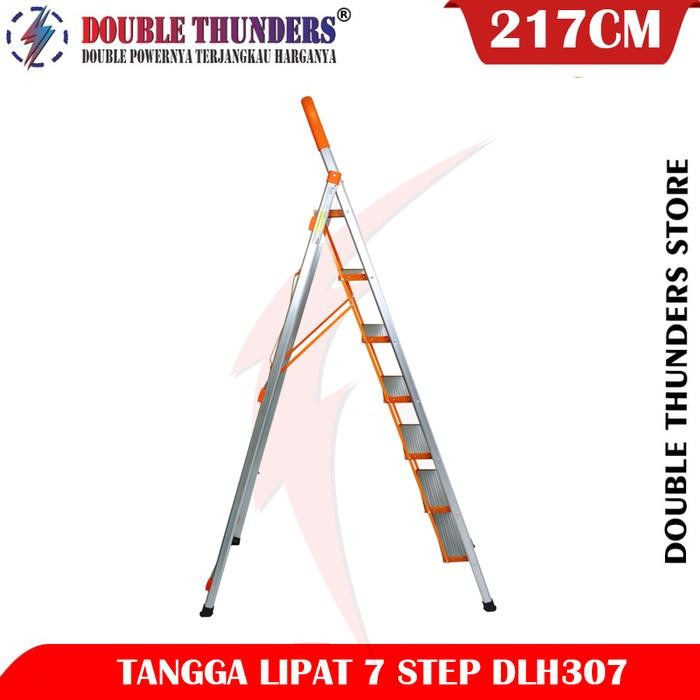 Dt Dlh307 Tangga Lipat Aluminium 170Cm House Hold Ladder 7 Step Kokoh Anti-Slip & Anti-Scratch