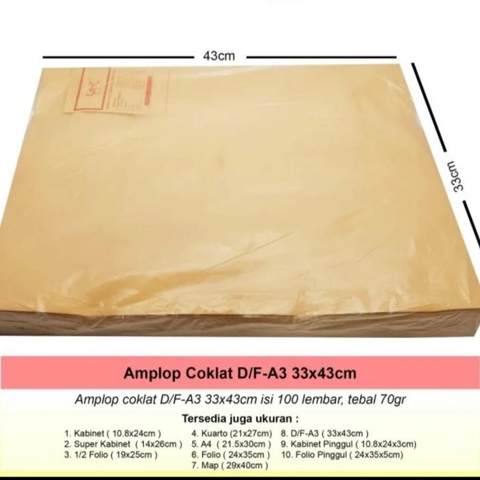 

AMPLOP COKLAT A3 GARAN (100 PCS) KODE 213