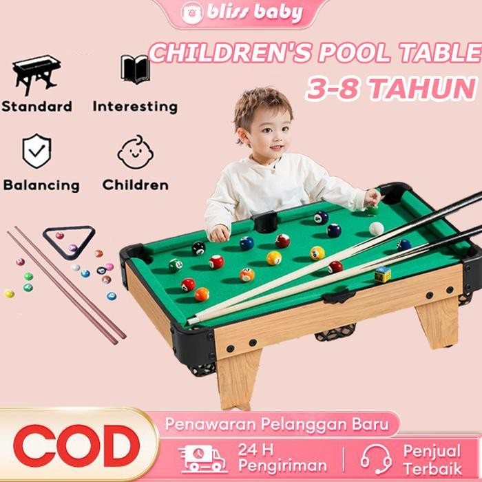 Pilihan- CodBliss Baby Meja Biliar Mini Untuk Anak Kayu Dengan Set Meja Biliar Kaki Tinggi