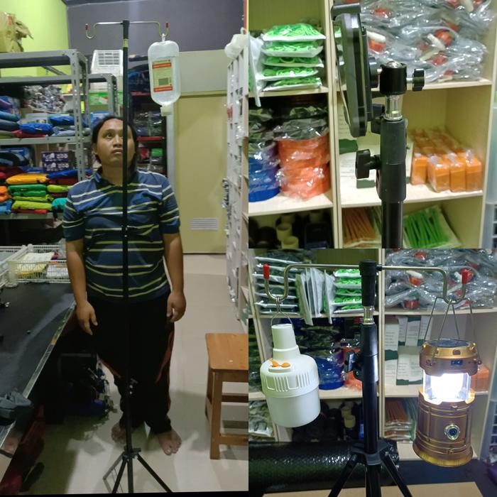 holder lamp tiang lampu infus dan kamera hp tripod portabel 70-200cm [kualitas terbaik]