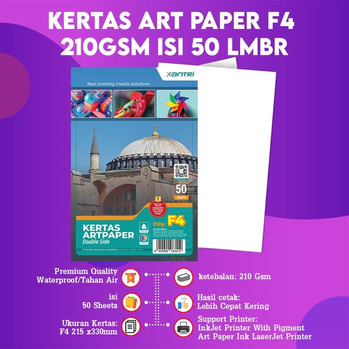 

Kertas Art Paper Xantri Original A4 260gsm 230gsm 50pcs 100gsm isi 100 Double Side F4 260gsm 230 GSM
