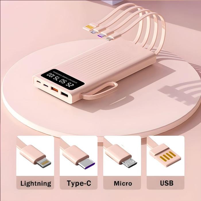 Acmic Techlife - Powerbank 30000 Mah Mini With 4 Kabel Data Usb Fast Charging Pj57