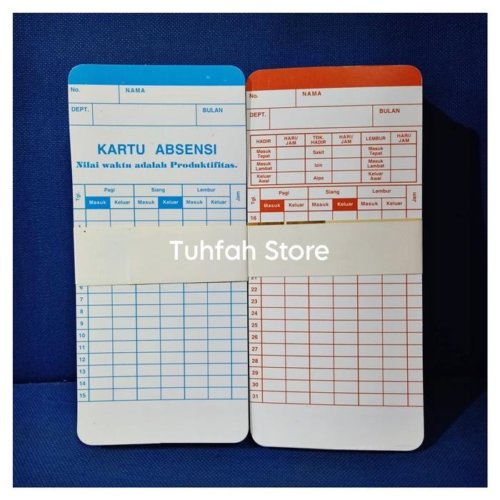 EJ Kartu Absensi Amano Ex 3500N Ex 9000 Warna Kertas Tipis Isi 100 Lembar