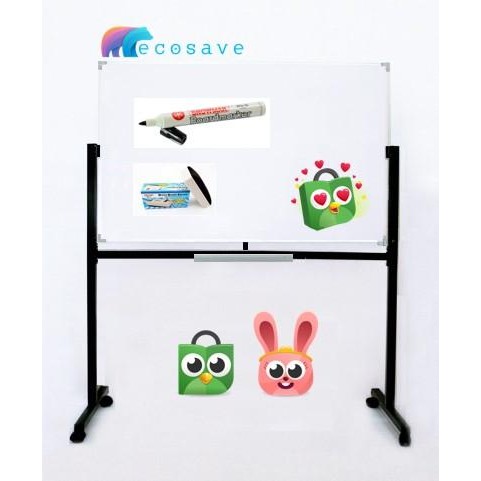 

Whiteboard Standing Double Face 120x180 cm Non Magnetic EcoSave ( Papan Tulis White Board Magnetik