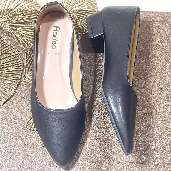 Sepatu Pantofel Wanita Terbaru Fladeo Hak 3cm Shoes Heels Hitam
