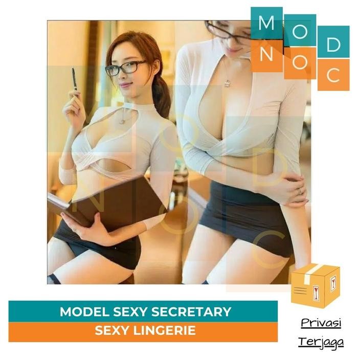 SEXY Sexy Lingerie Cosplay Sexy Secretary Set Baju + G String + Rok Dinas