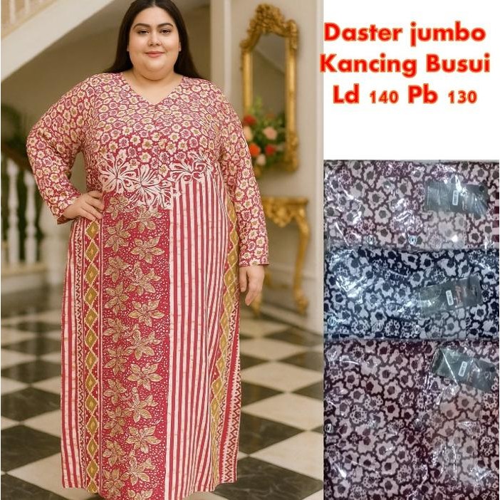 6XB6  Daster Jumbo Ld 130 - 140 Lengan Panjang Ibu Menyusui Busui Jumbo Baju Tidur Batik