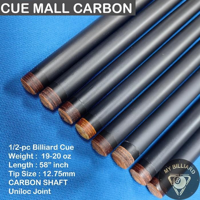Cue Mall 12.75mm Carbon Black Cue - Stick Billiard Karbon Cuemall