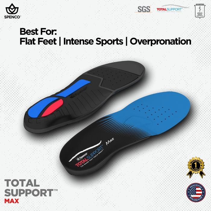 SPENCO Orthotic Insole Total Support Max - Sol Sepatu Kesehatan Untuk Kaki Datar / Flat Feet - Sol