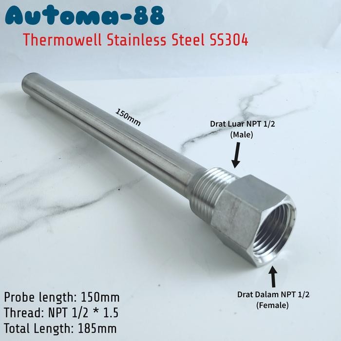 THERMOWELL 1/2 INCH NPT STAINLESS STEEL PELINDUNG TEMPERATURE SENSOR