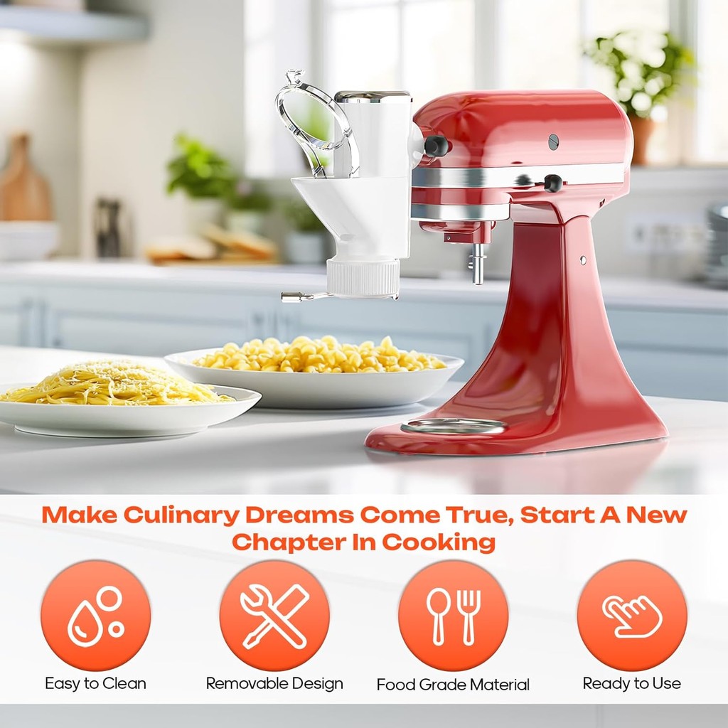 Gourmet Pasta Press Attachment for KitchenAid Cuisinart Stand Mixers, Pasta Press Maker for