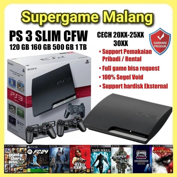 PS3 Slim 500GB Seri 25 Seri 20 PS 3 Slim 500 GB CFW Console Game
