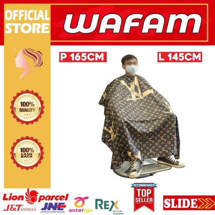 i63w- Cape / Kep / Kain Kip / Sarung Cukur Potong Barber Salon Motif Lv Gold
