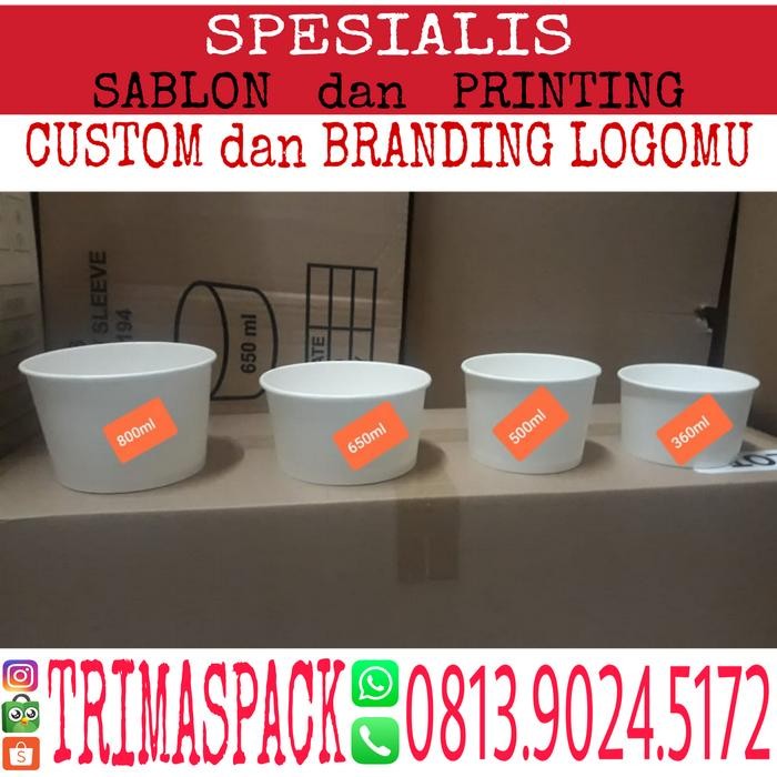Sablon Paper bowl 500 ml / sablon mangkok kertas 500 ml / Papper Bowl