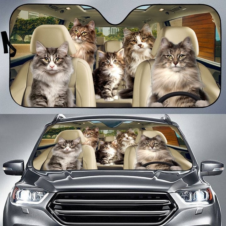 Norwegian Forest Cat Front Windshield Sun Shade Auto Sunshade for Car