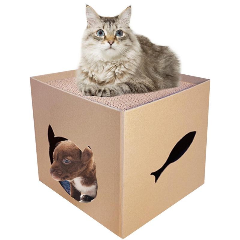 Cardboard Cat House Cat House with Scratcher Cat Scratcher Toy Cat House with Scratch Pads Cat Scrat