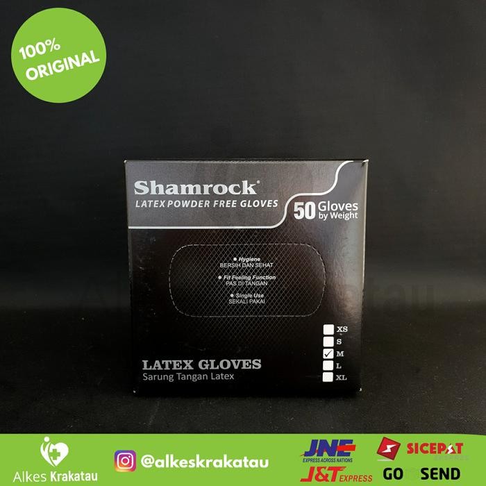 Shamrock Latex Powder Free Gloves Black / Handscoon Hitam