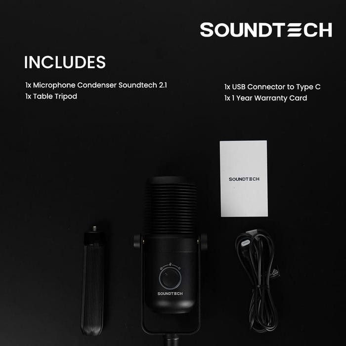 Soundtech 2.1 Microphone Usb Condenser Cardioid And Omnidirectional