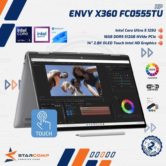 HP Envy X360 14-FC0555TU Intel Core Ultra 5 125U 16GB 512GB 14" 2.8K OLED FLIP Touch WIN11 OHS21 -