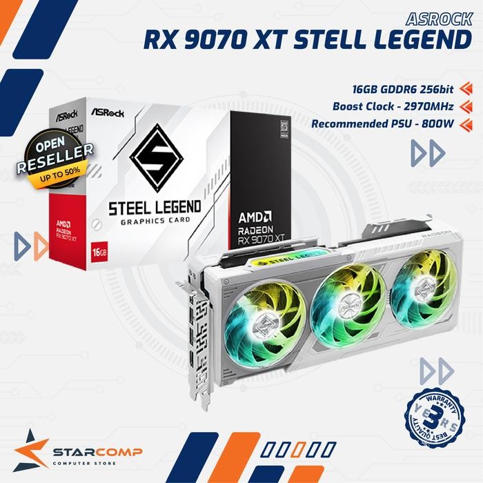 ASROCK AMD RADEON RX 9070 XT STEEL LEGEND 16GB GDDR6 RX9070XT